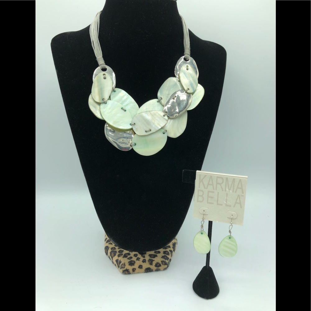 Karma Bella Shell/ Silver-tone Necklace Set